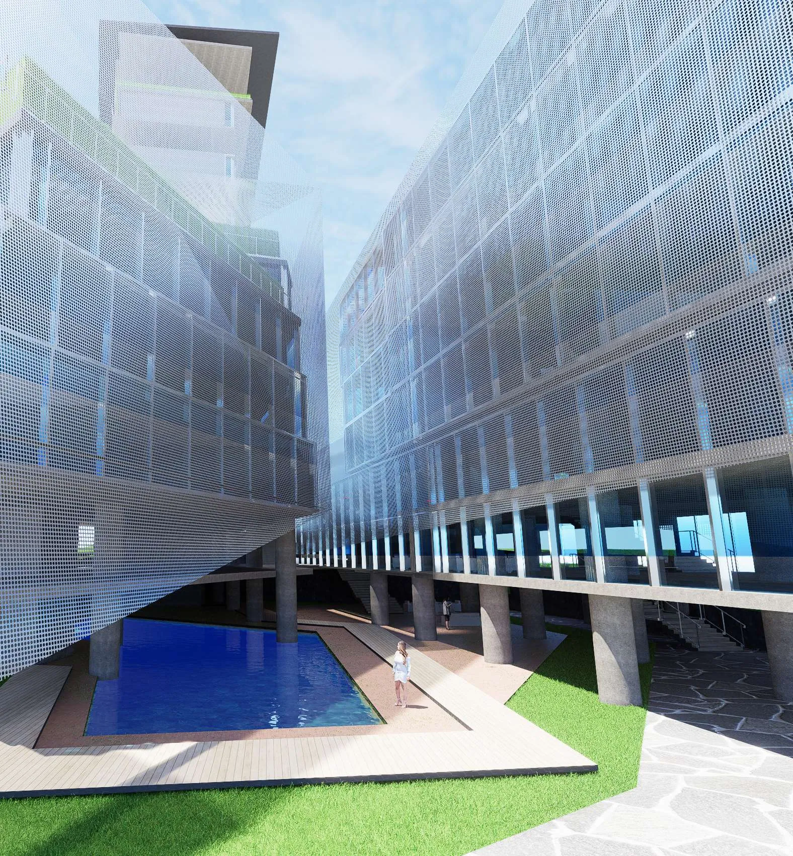 Pool terrace, coastal orientation